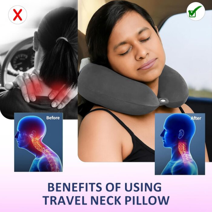 ⁦وسادة ومخدة فيسكو للرقبة لون رمادي⁩ - الصورة ⁦2⁩