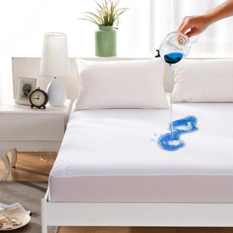 ⁦ملف فرشة ضد الماء حجم 200×220سم لون أبيض⁩ - الصورة ⁦1⁩