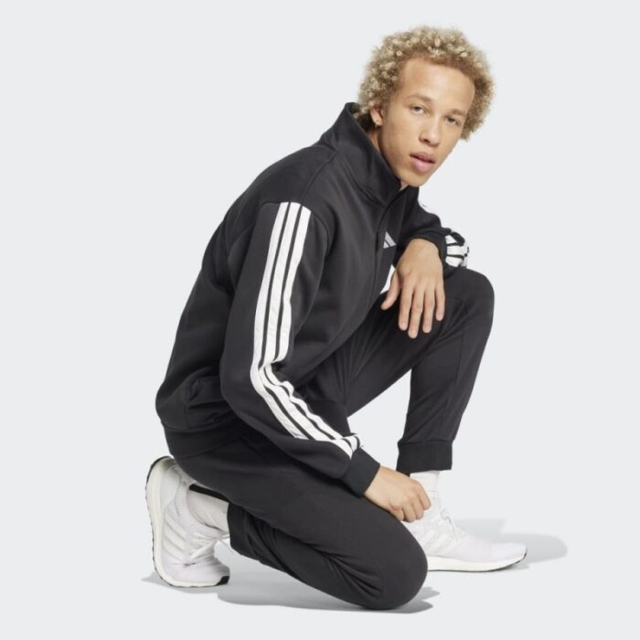 ⁦adidas Men's 3-STRIPES FLEECE Tracksuit- Black⁩ - الصورة ⁦6⁩