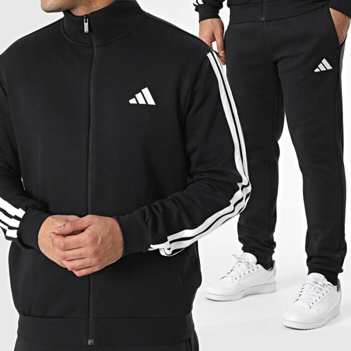 ⁦adidas Men's 3-STRIPES FLEECE Tracksuit- Black⁩ - الصورة ⁦10⁩