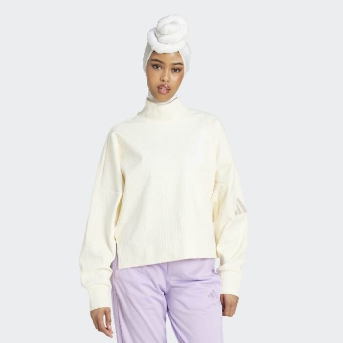 ⁦adidas Womens' All SZN Winterised Sweatshirt - White⁩ - الصورة ⁦2⁩