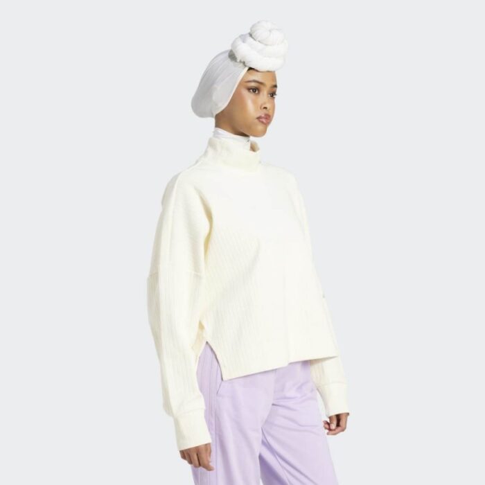 ⁦adidas Womens' All SZN Winterised Sweatshirt - White⁩ - الصورة ⁦4⁩