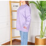 ⁦بلوزة صوف بأكمام طويلة وقبة دائرية One Size للنساء لون نهدي⁩ - الصورة ⁦4⁩