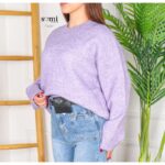 ⁦بلوزة صوف بأكمام طويلة وقبة دائرية One Size للنساء لون نهدي⁩ - الصورة ⁦5⁩