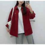 قميص بأكمام طويلة للنساء لون خمري