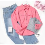 قميص بأكمام طويلة للنساء لون زهري