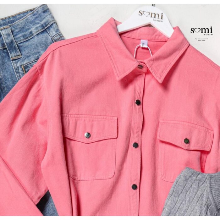 ⁦قميص بأكمام طويلة للنساء لون زهري⁩ - الصورة ⁦3⁩