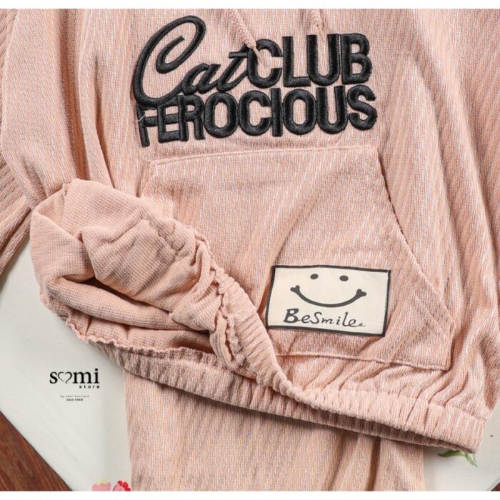 ⁦طقم مخمل ستاتي قطعتين للنساء لون زهري⁩ - الصورة ⁦3⁩