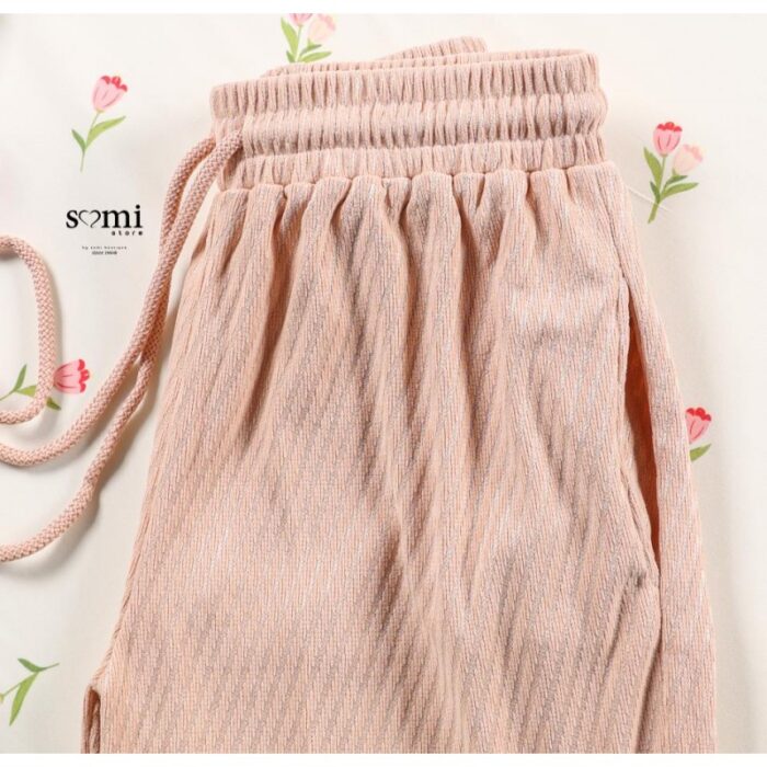 ⁦طقم مخمل ستاتي قطعتين للنساء لون زهري⁩ - الصورة ⁦5⁩