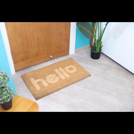 [19496001] دعسة مدخل بيت DOOR MATS Hello NATURAL 45X75 CM