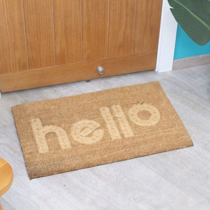 ⁦[19496001] دعسة مدخل بيت DOOR MATS Hello NATURAL 45X75 CM⁩ - الصورة ⁦3⁩