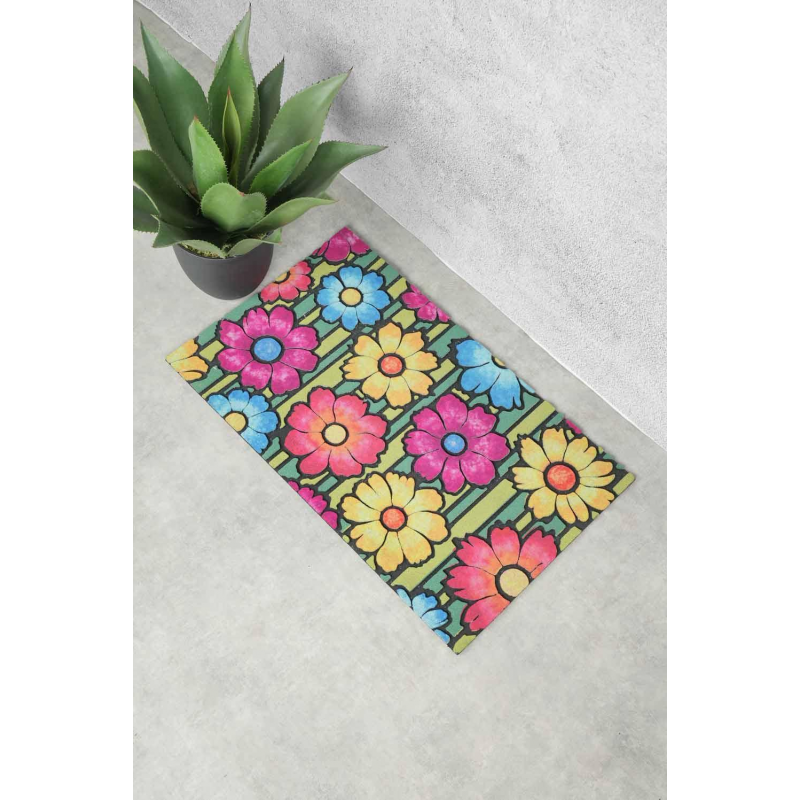 ⁦[19480101] دعسة مدخل بيت مطاط DOOR MAT FLOWER 75X45 CM⁩ - الصورة ⁦1⁩