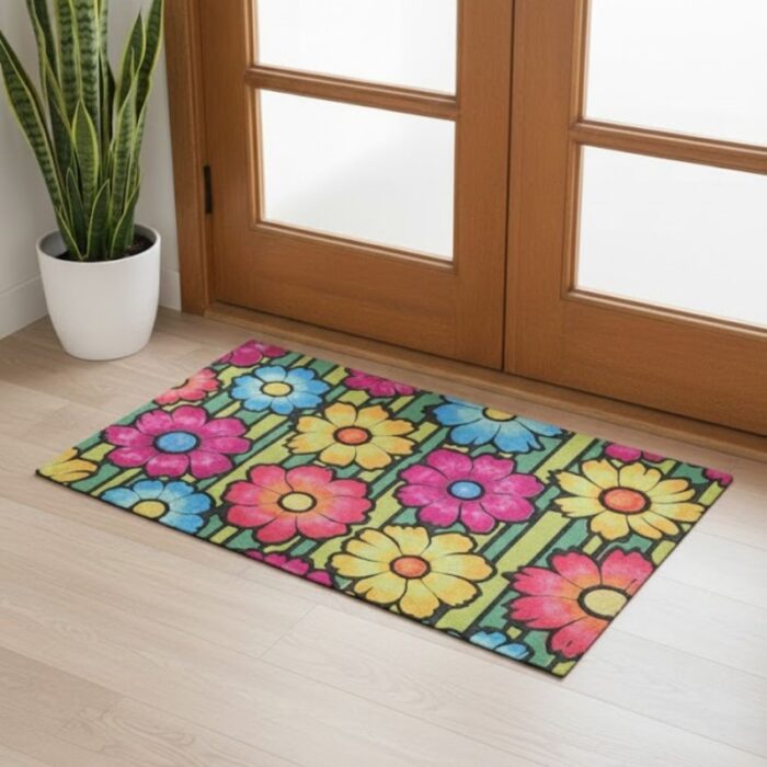⁦[19480101] دعسة مدخل بيت مطاط DOOR MAT FLOWER 75X45 CM⁩ - الصورة ⁦3⁩