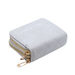 ⁦جزدان ستاتي جلد سحابين حجم صغير لون سكني فاتح⁩ - الصورة ⁦2⁩