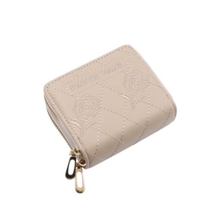 جزدان ستاتي جلد سحابين حجم صغير لون بيج