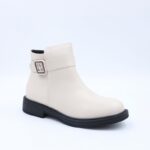 ⁦جزمة بسحاب تصميم ساق متوسط الطول للنساء لون أوف وايت⁩ - الصورة ⁦2⁩