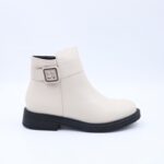 ⁦جزمة بسحاب تصميم ساق متوسط الطول للنساء لون أوف وايت⁩ - الصورة ⁦3⁩