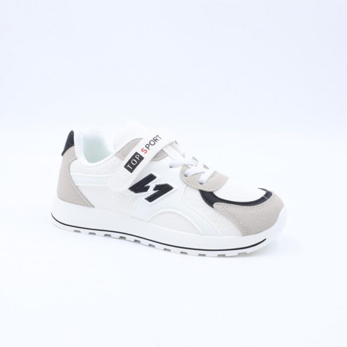 ⁦حذاء تصميم رياضي بناتي لون ابيض واسود⁩ - الصورة ⁦2⁩