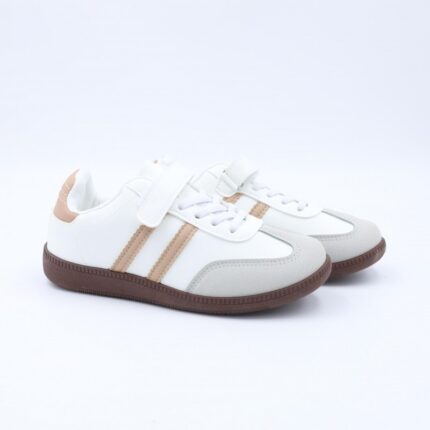 بوت رياضي بناتي لون أبيض وبيج