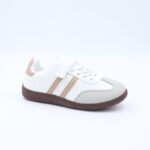 ⁦بوت رياضي بناتي لون أبيض وبيج⁩ - الصورة ⁦2⁩