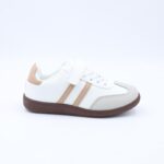 ⁦بوت رياضي بناتي لون أبيض وبيج⁩ - الصورة ⁦3⁩