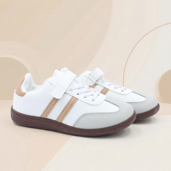 ⁦بوت رياضي بناتي لون أبيض وبيج⁩ - الصورة ⁦6⁩