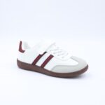 ⁦بوت رياضي بناتي لون أبيض وخمري⁩ - الصورة ⁦2⁩