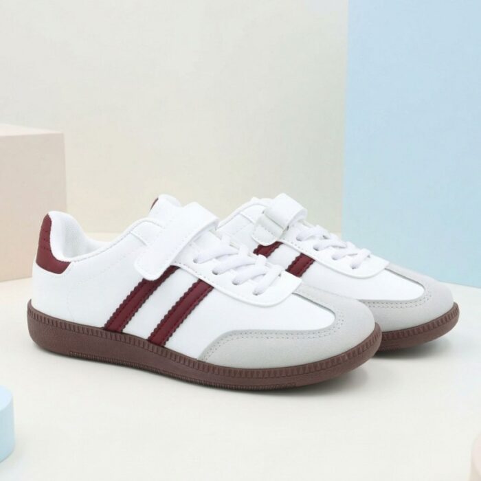 ⁦بوت رياضي بناتي لون أبيض وخمري⁩ - الصورة ⁦6⁩