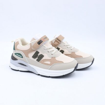 حذاء تصميم رياضي محيير لون بيج وكاكي