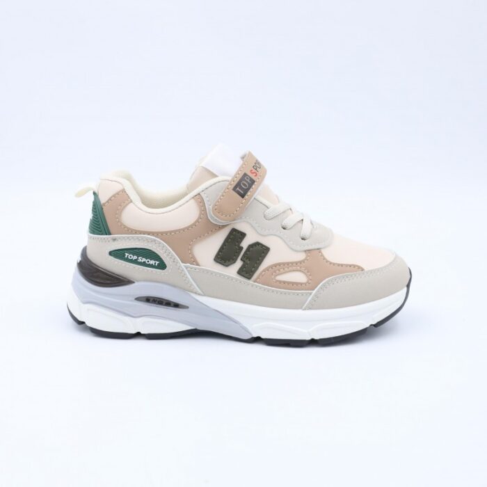 ⁦حذاء تصميم رياضي محيير لون بيج وكاكي⁩ - الصورة ⁦3⁩