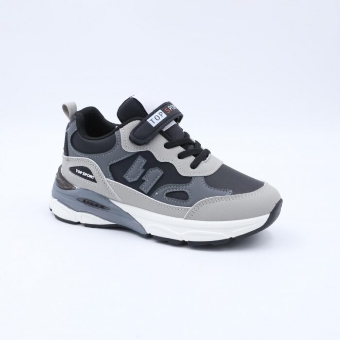 ⁦حذاء تصميم رياضي محيير لون اسود ورمادي⁩ - الصورة ⁦2⁩