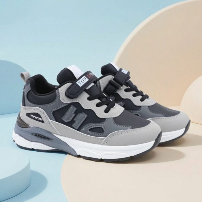 ⁦حذاء تصميم رياضي محيير لون اسود ورمادي⁩ - الصورة ⁦6⁩