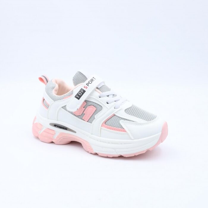 ⁦حذاء تصميم رياضي محيير لون رمادي وزهري⁩ - الصورة ⁦2⁩