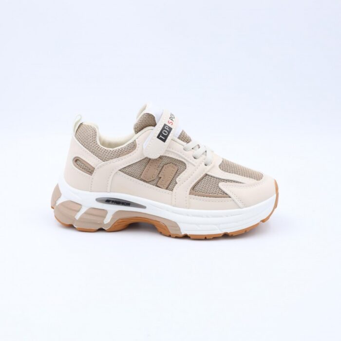 ⁦حذاء تصميم رياضي محيير لون بيج وكاكي⁩ - الصورة ⁦3⁩