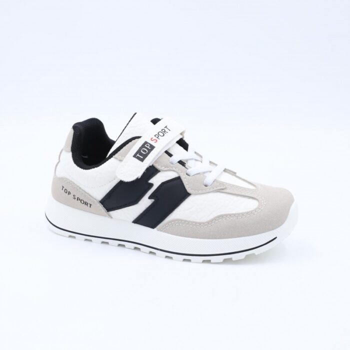 ⁦بوت رياضي للأطفال لون أبيض واسود⁩ - الصورة ⁦2⁩