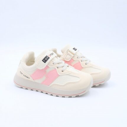 بوت رياضي للأطفال لون بيج وزهري