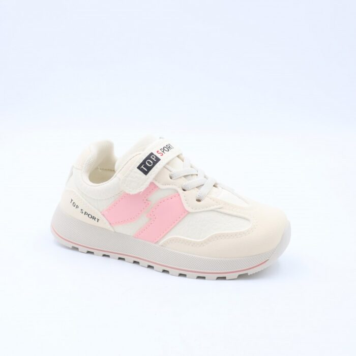 ⁦بوت رياضي للأطفال لون بيج وزهري⁩ - الصورة ⁦2⁩