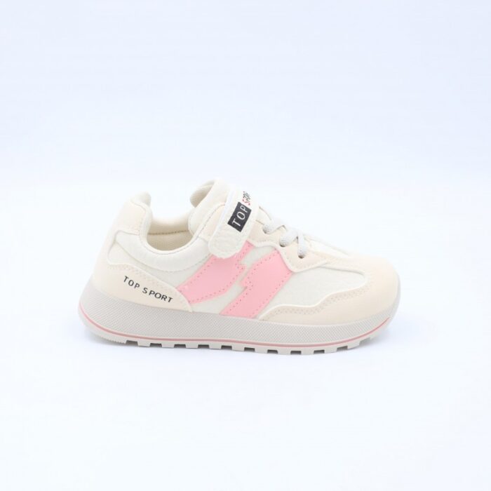 ⁦بوت رياضي للأطفال لون بيج وزهري⁩ - الصورة ⁦3⁩