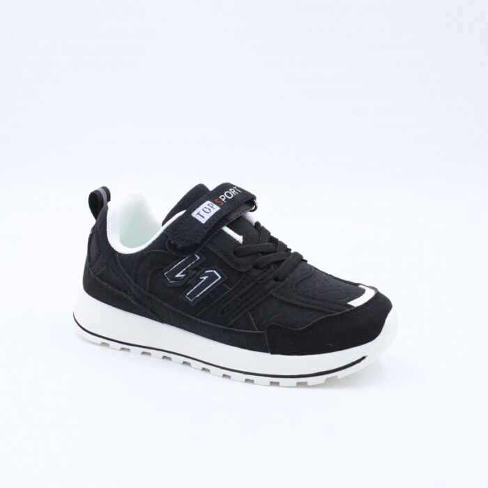 ⁦بوت رياضي للأطفال لون اسود وابيض⁩ - الصورة ⁦2⁩