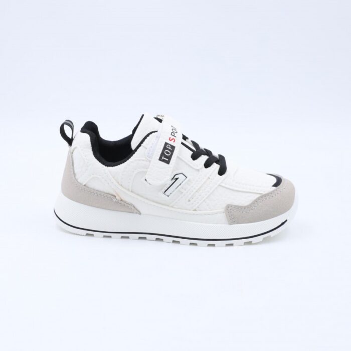 ⁦بوت رياضي للأطفال لون ابيض واسود⁩ - الصورة ⁦3⁩