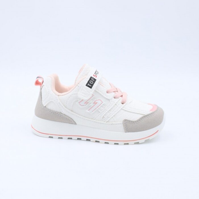 ⁦بوت رياضي للأطفال لون ابيض وزهري⁩ - الصورة ⁦3⁩