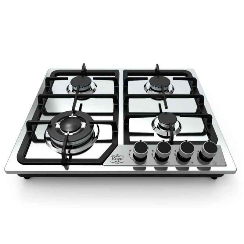 ⁦طباخ غاز بلاطة 60 سم 4 عيون من رويال بلس لون سلفر⁩ - الصورة ⁦1⁩