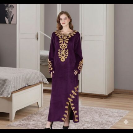 دشداشة مخمل ستاتي لون خمري