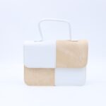 شنطة حقيبة يد نسائية بلونين بيج وابيض