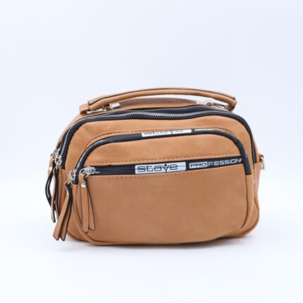 شنطة حقيبة جلد يد او كتف صغيرة stave تصميم سبورت لون بني