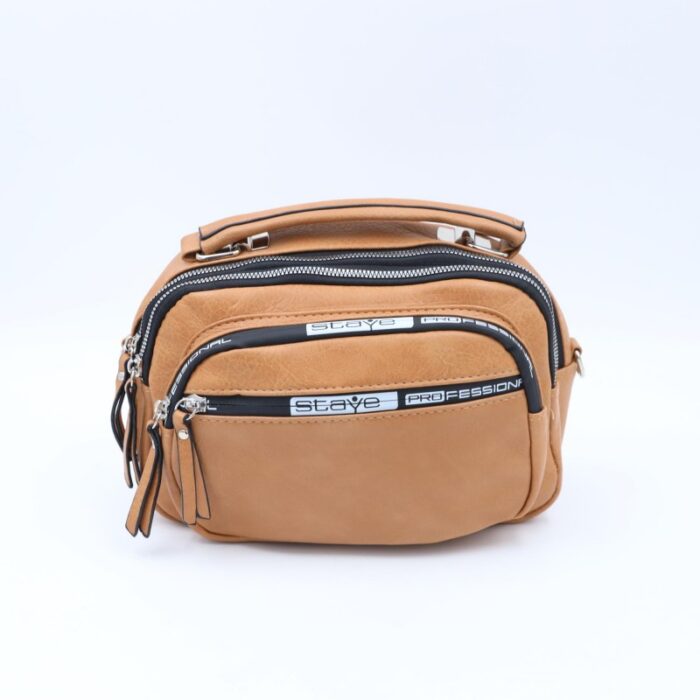 ⁦شنطة حقيبة جلد يد او كتف صغيرة stave تصميم سبورت لون بني⁩ - الصورة ⁦2⁩