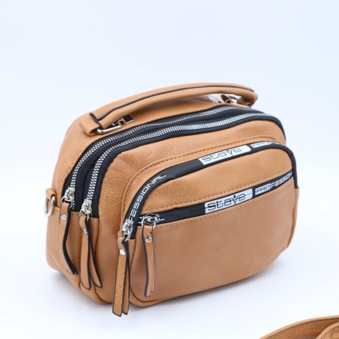 ⁦شنطة حقيبة جلد يد او كتف صغيرة stave تصميم سبورت لون بني⁩ - الصورة ⁦6⁩