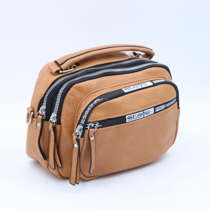 ⁦شنطة حقيبة جلد يد او كتف صغيرة stave تصميم سبورت لون بني⁩ - الصورة ⁦7⁩