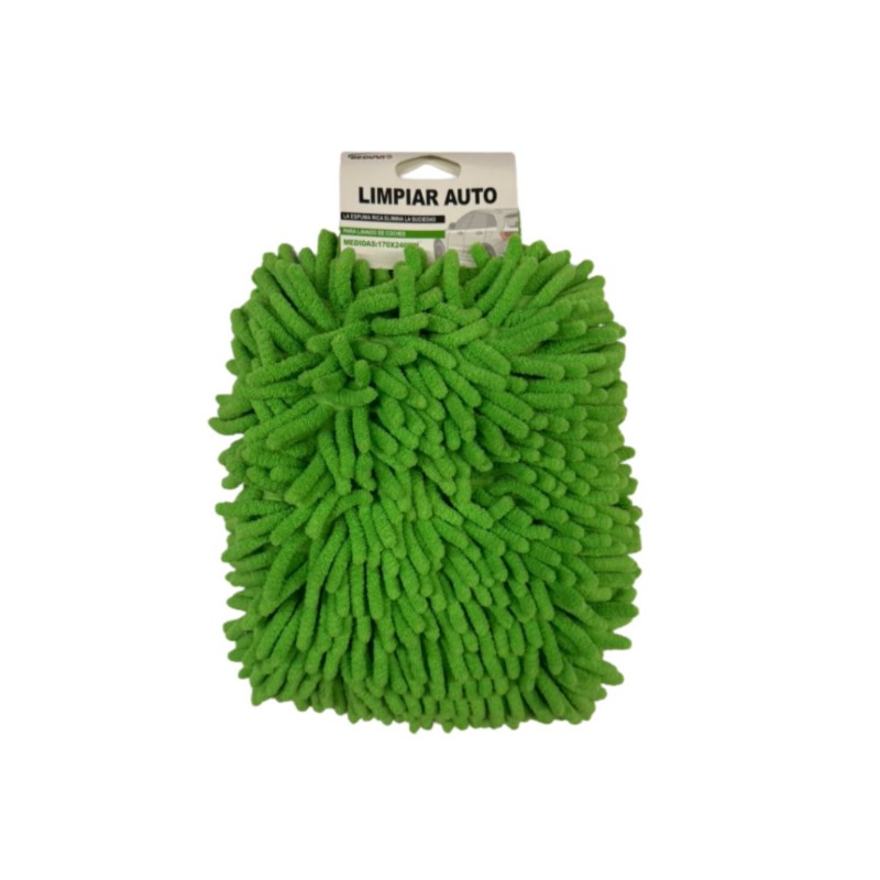 ⁦فروة مسح لتنظيف السيارات تلبس على كف اليد جودة ممتازة حجم 17×24 سم لون اخضر⁩ - الصورة ⁦1⁩
