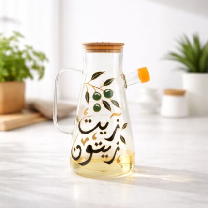 مزيتة زجاج شفاف مع غطاء
